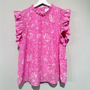 J. Marie floral ruffle sleeve blouse Spring Summer Work Office Casual Women M